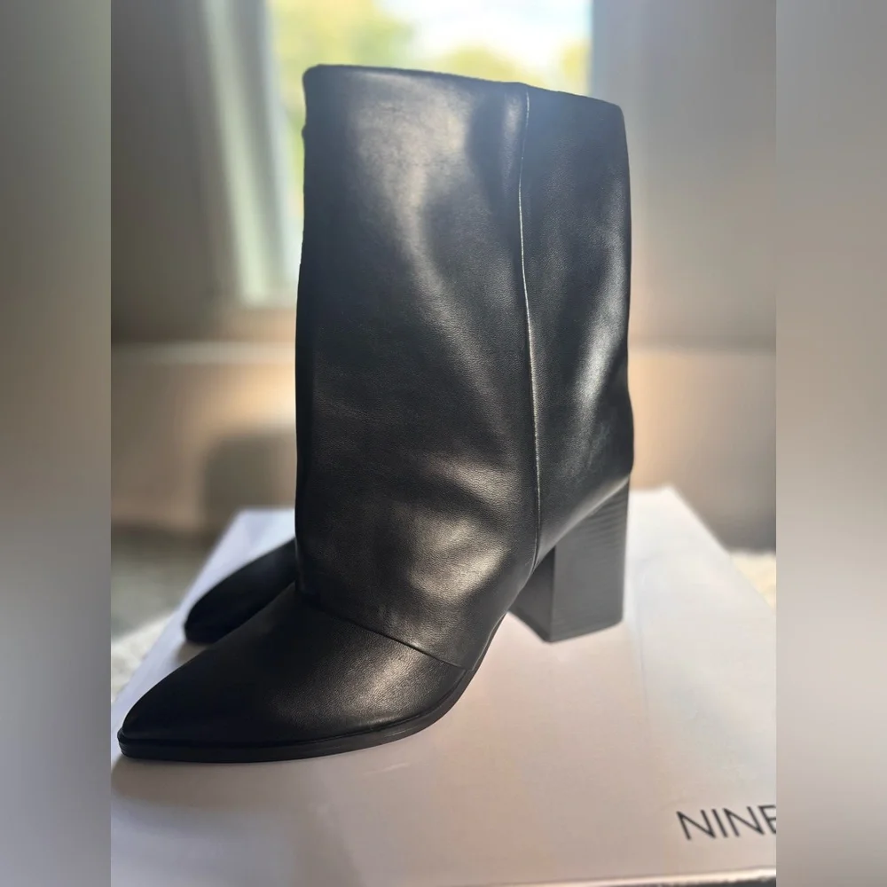Nine West Chaye Booties Black Leather New In Box Women's Size 8.5. Slouchy Ankle - Picture 12 of 12